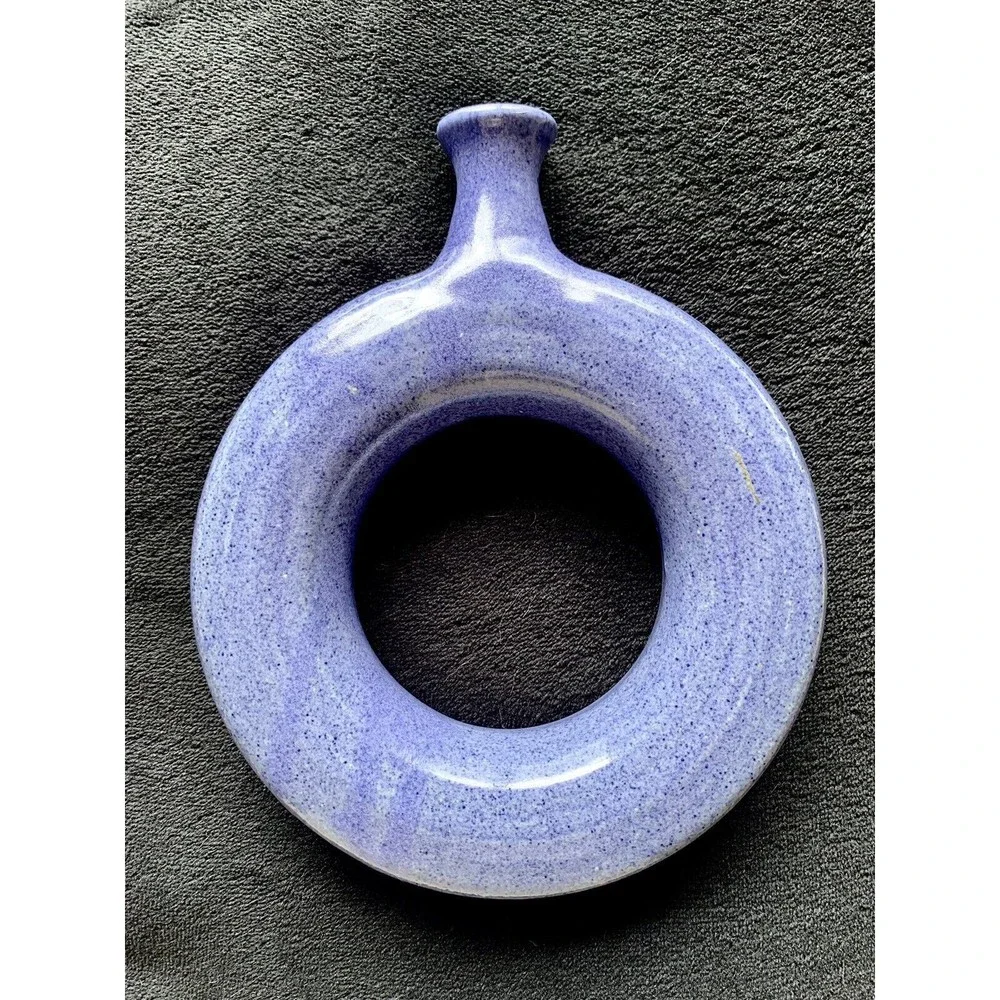 Vintage "The Potter's House" Folk Art Glazed Pottery Ring Flask Bottle - Picture 6 of 11
